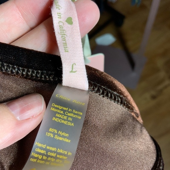 Chloe Rose sun soaked micro in brown velvet string bikini bottoms Large nwt boho - Picture 5 of 8